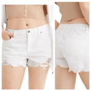 Women's Plus NWT XXL Aerie White Stretch Waistband Ripped Distressed Shorts